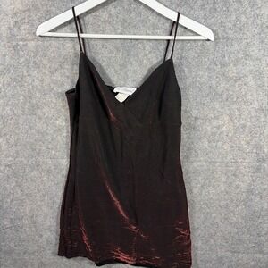 LE CHATEAU WOMENS Sz Large  DRESS Skinny STRAPS STRETCH Red / Black SHIMMER